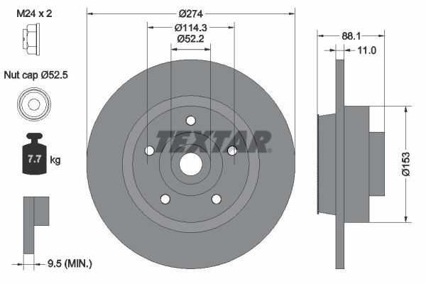 Textar 92232603 Brake Disc for Renault, Samsung gallery