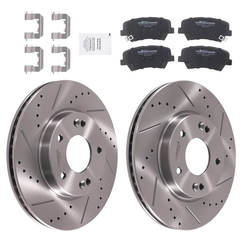 Front Drilled Slotted Brake Rotors Pads for Hyundai Elantra Coupe 2013-2014