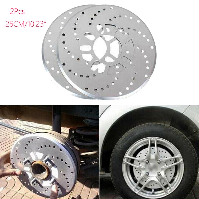 2xSilver Aluminium Disc Brake Cover Car SUV Wheel Decorative Rotor Cross Drilled