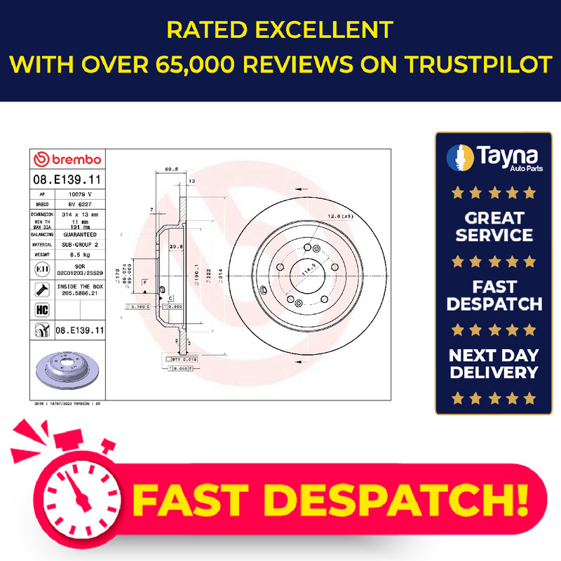 2x Brake Discs Pair Solid fits HYUNDAI GENESIS 2.0 Rear 08 to 14 G4KF 314mm Set