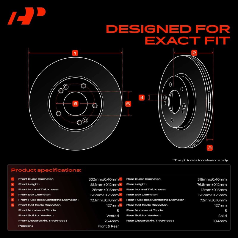 A-Premium Front & Rear Disc Brake Rotor & Ceramic Pads for Jeep Wrangler 07-17 gallery
