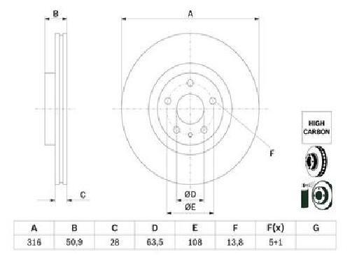 Genuine Bosch Brake Disc 0 986 479 D46 for Ford