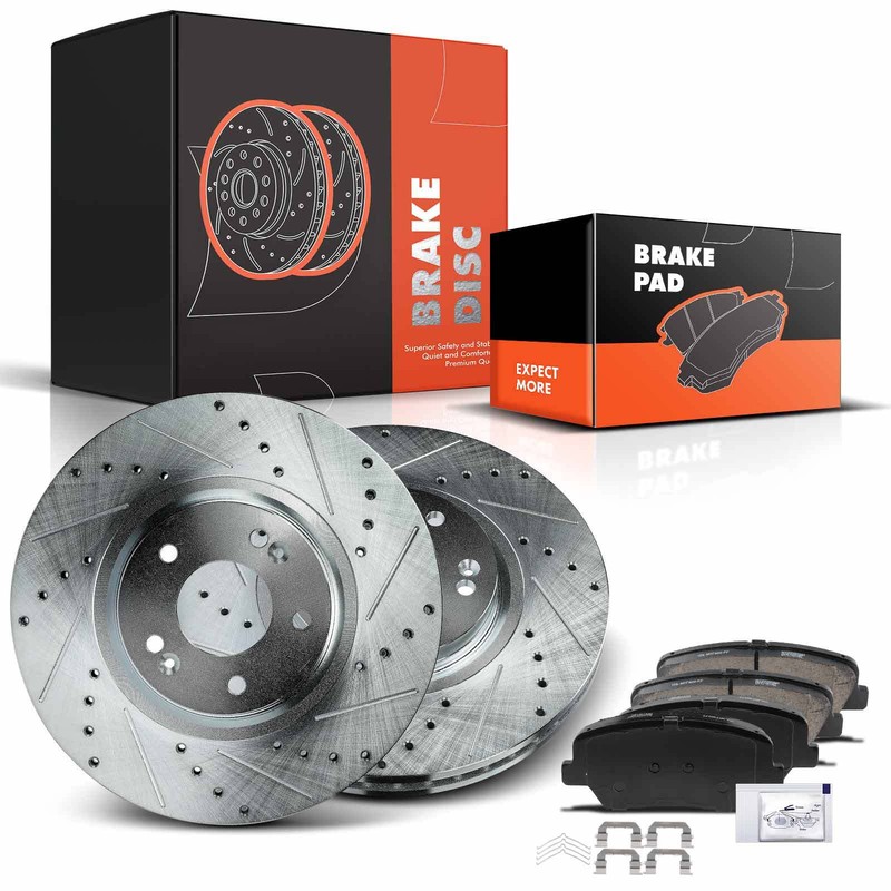 Front Drilled Brake Rotors & Brake Pads for Hyundai Santa Fe Sport Kia Sorento