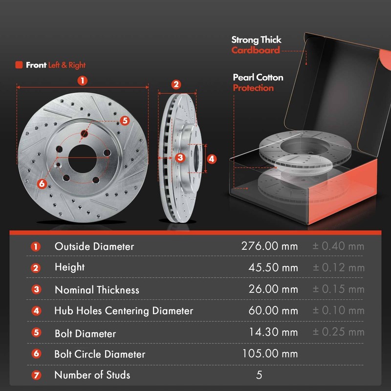 Drilled and Slotted Brake Rotors & Ceramic Pads for Chevrolet Cruze Sonic Front gallery