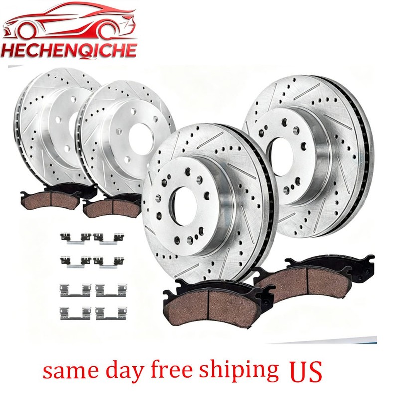 12Pcs Front & Rear Drilled Rotors Low Dust Pads Compatible Avalanche Escalade