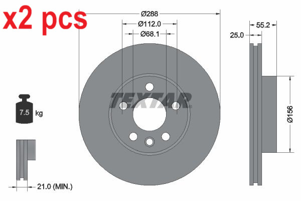 X2 PCS L&R SIDES BRAKE DISC 92074203