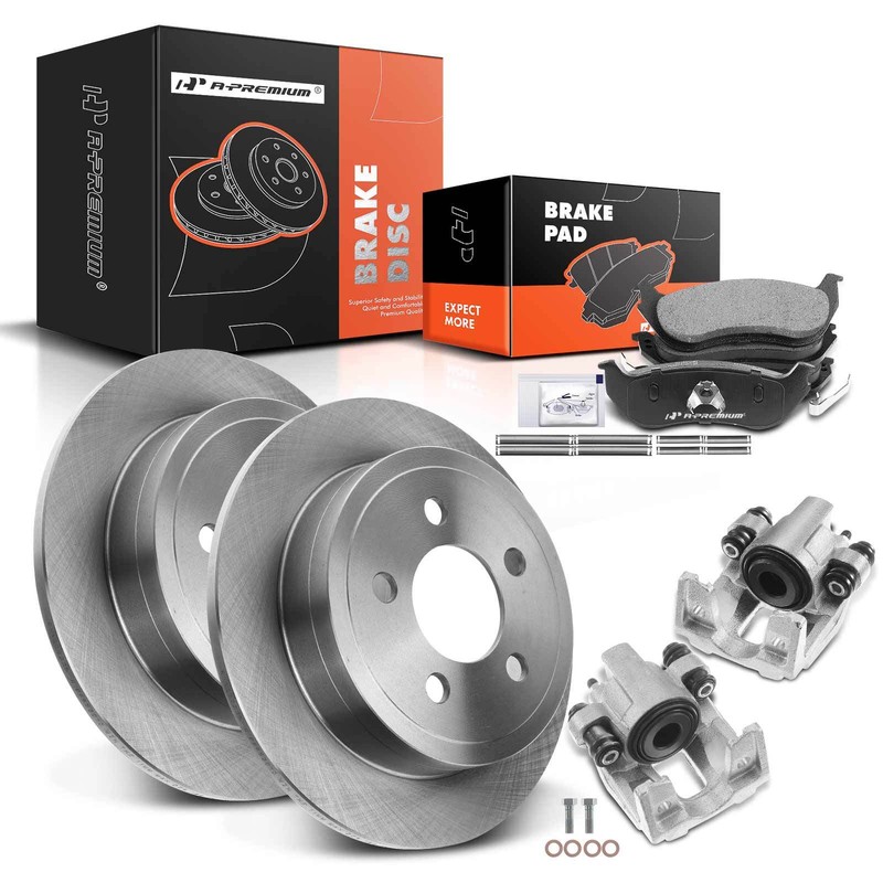 Rear Disc Rotor & Ceramic Pads + Calipers for Jeep Liberty 2003-2007 TJ Wrangler