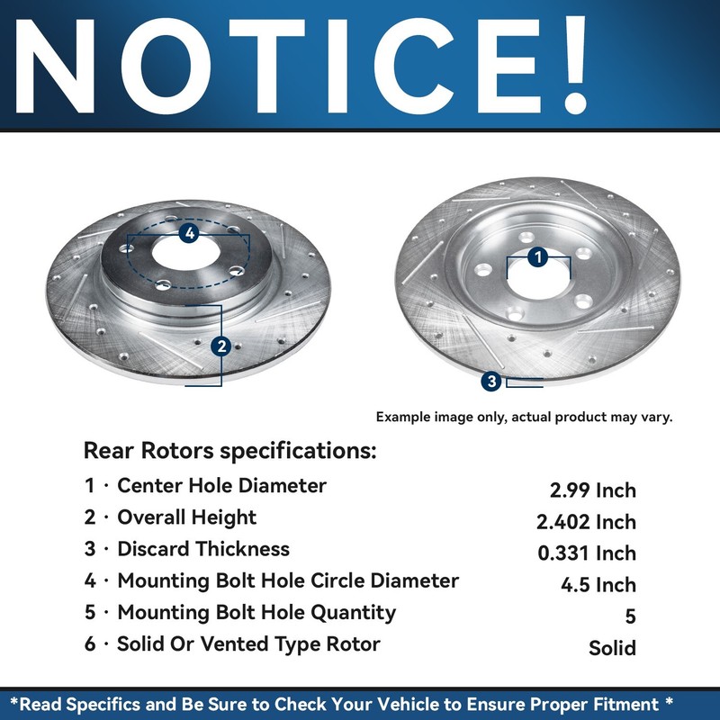 5 Lug Front & Rear Disc Rotor + Ceramic Brake Pad for Hyundai Sonata Tucson FWD gallery