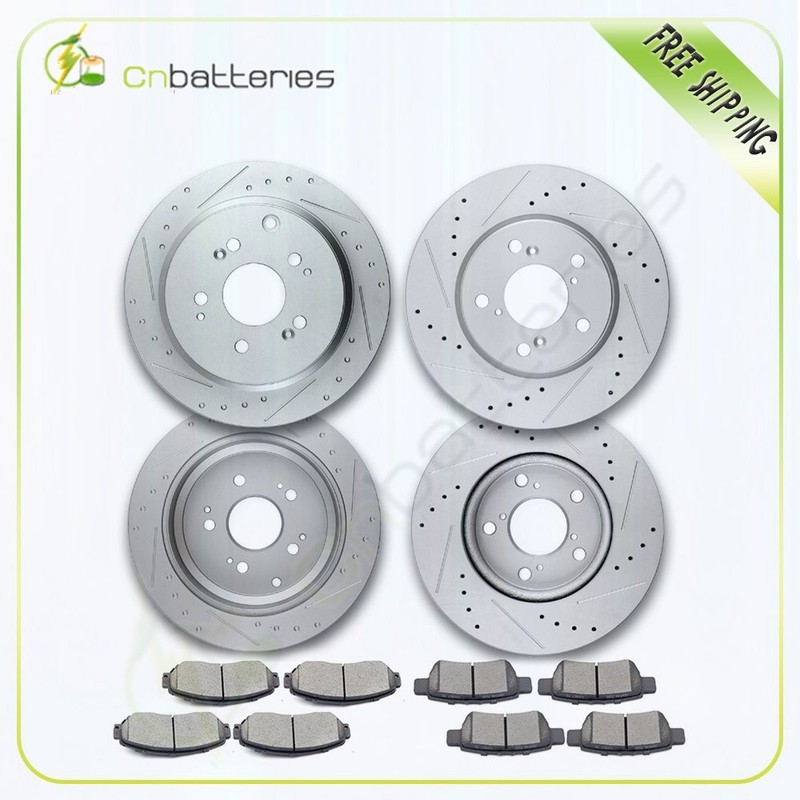 Front & Rear Brake Rotors + Ceramic Brake Pads For Honda Odyssey Brakes Kit