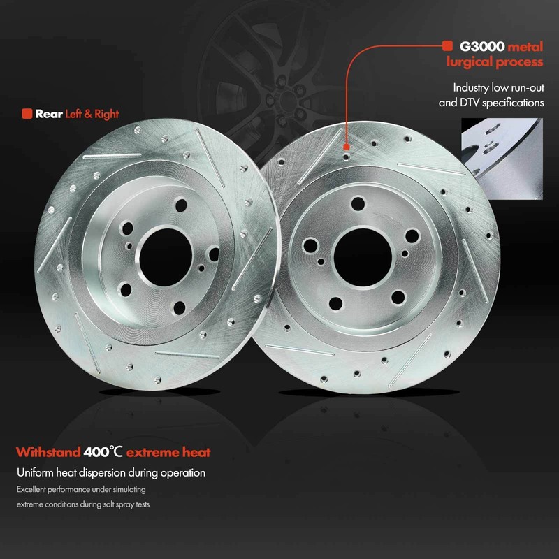 6Pcs Drilled Brake Rotor & Ceramic Brake Pad for Scion tc 2011-2016 L4 2.5L Rear gallery