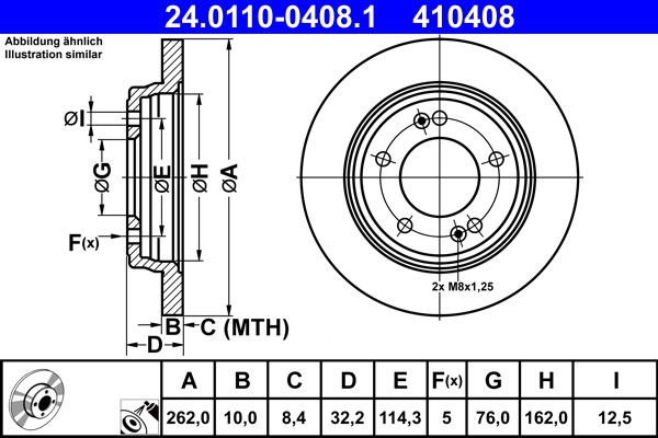 ATE 24.0110-0408.1 Brake Disc for Hyundai, Kia gallery
