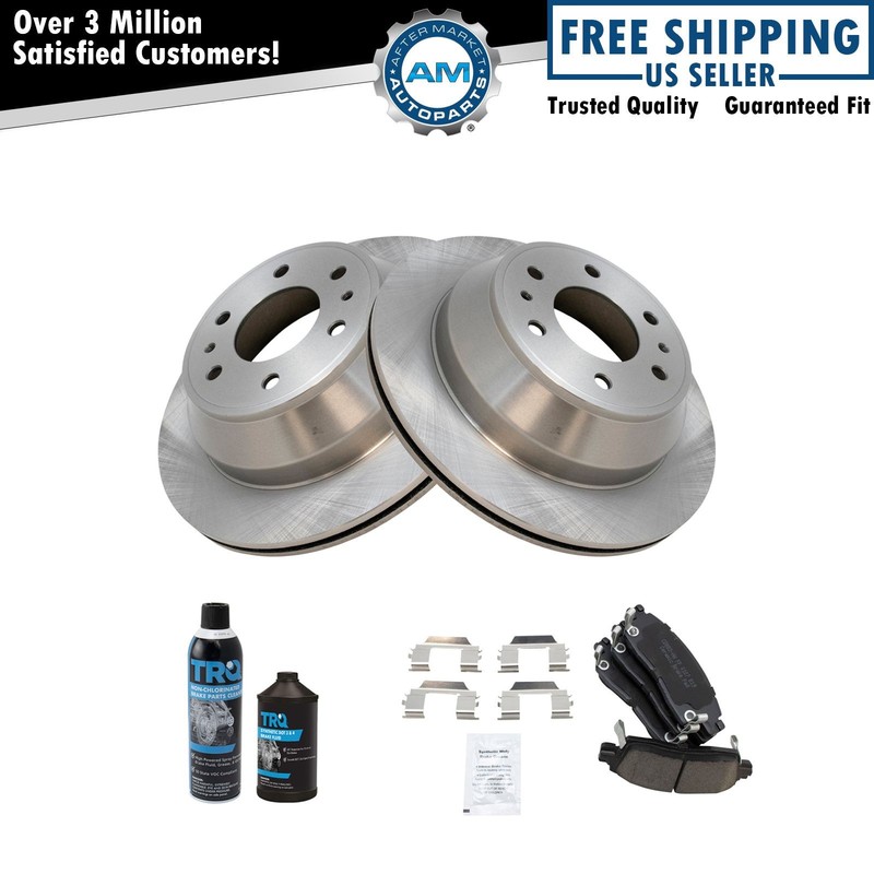 Rear Premium Posi Disc Brake Pad & Rotor Kit w/Chemicals for GM SUV Truck