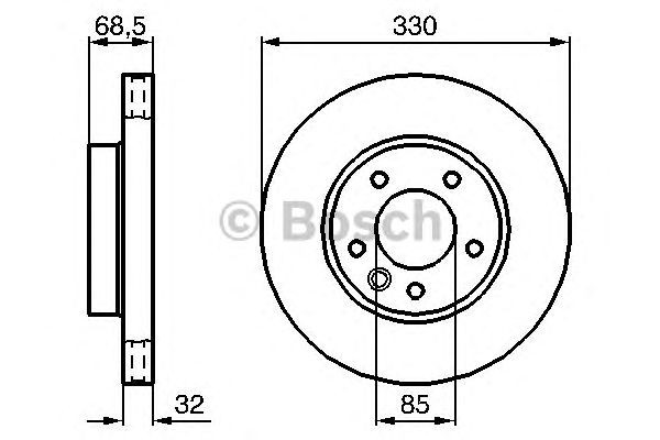 Bosch Brake Disc Single Front Right Diameter 330mm 84.7mm Vented 31.9mm 09864792