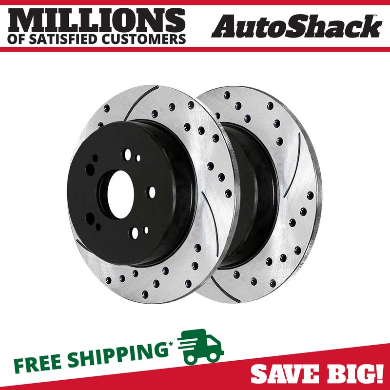 Rear Drilled Slotted Brake Rotors Black Pair 2 for Acura RSX Honda Accord 2.0L
