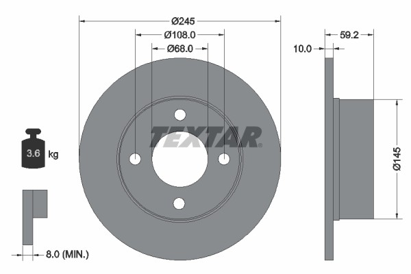 Textar 92026100 Brake Disc for Audi gallery