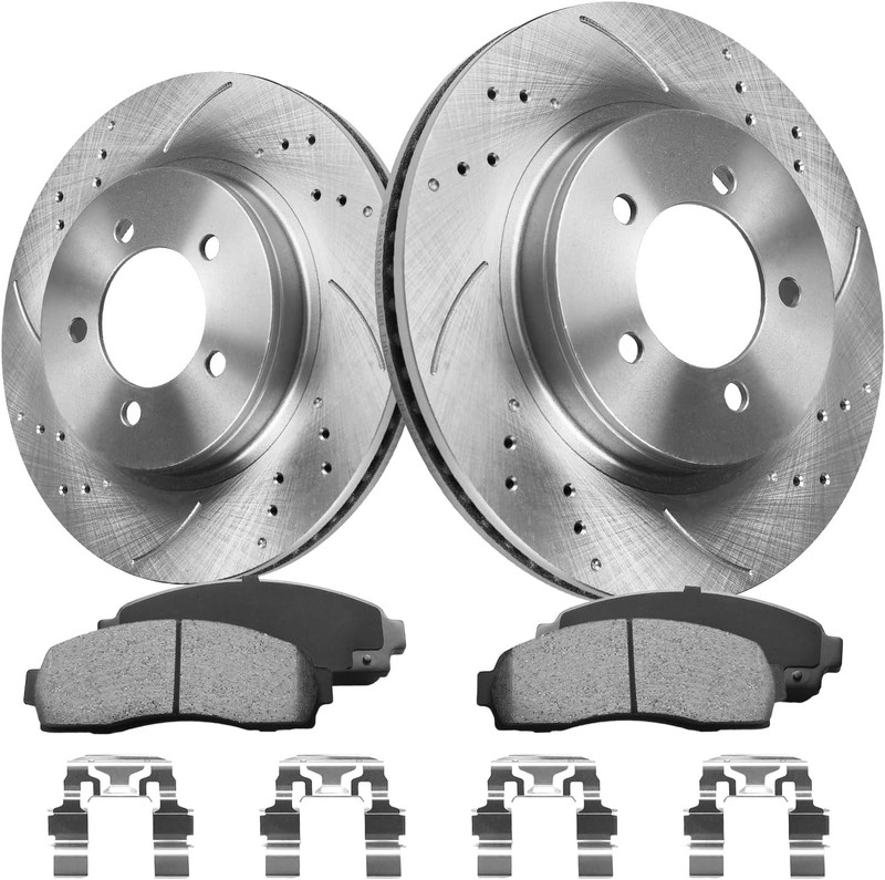 Front Drilled Slotted Rotors Brake Pads for 2002 2003 -2005 Explorer Mountaineer