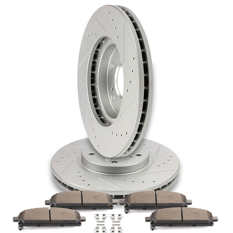 Front Drilled & Slotted Brake Rotors Ceramic Pads 5 Lug For Acura MDX 2003-2006