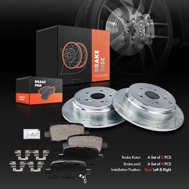 New Rear Drilled Brake Rotors & Brake Pads for Honda Odyssey 2002-2004 V6 3.5L gallery