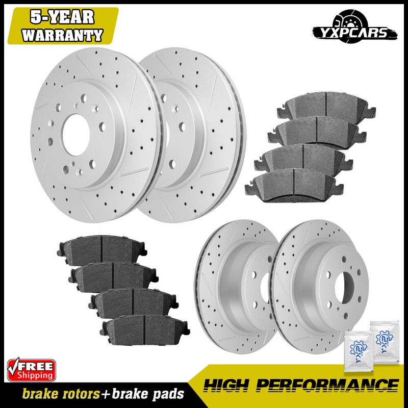 Front Rear Brake Rotors+Brake Pads For 2007-2014 Chevy Tahoe GMC Yukon ESCALADE
