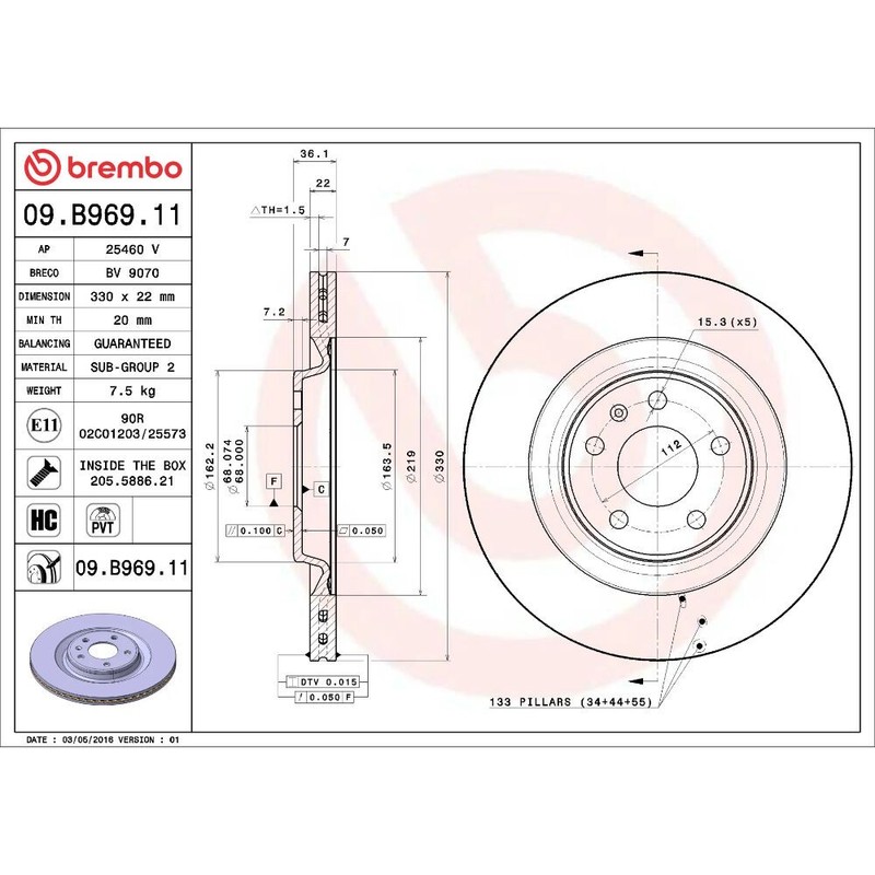 BREMBO DISC BRAKE ROTOR 09.B969.11 gallery