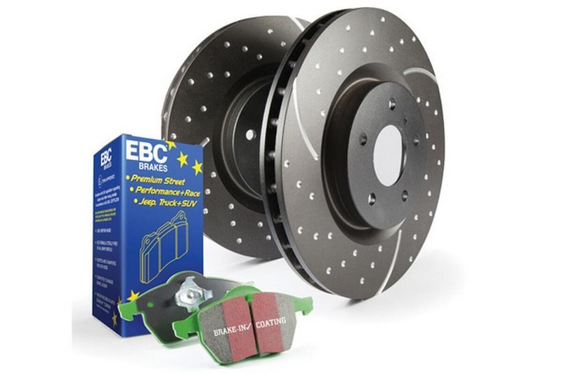EBC Sport FRONT Slotted Rotors Green Stuff Brake Pads Kit For 17-23 Giulia 2.0