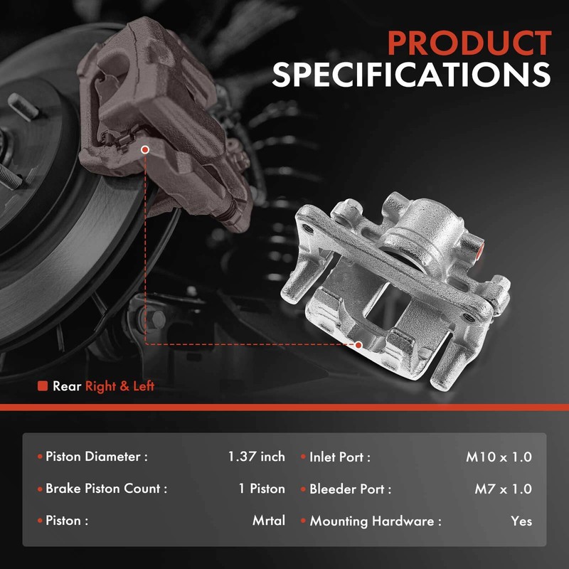 Disc Rotor & Brake Pad + Brake Caliper for Jeep Patriot Chrysler Mitsubishi Rear gallery