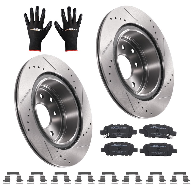 Rear Brake Rotors + Ceramic Brake Pads for Infiniti EX35 EX37 G25 G35 G37 Q40