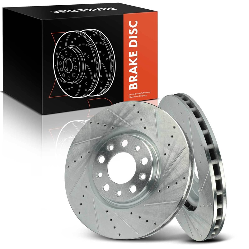 2x Drilled Brake Rotors for Jeep Compass 17-22 Renegade Chrysler 200 Dodge Front