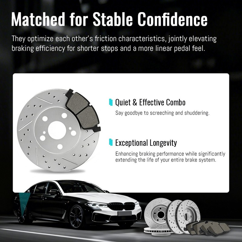 AWD Front Disc Drilled Rotors Ceramic Brake Pads for 2019-2022 2023 Mazda 3 AWD gallery