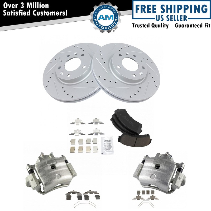Front Ceramic Pads Performance Rotors & Caliper Kit for Ford Lincoln Mazda