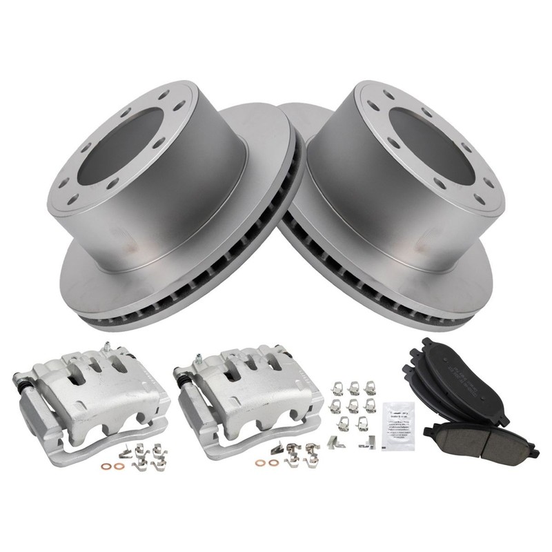 TRQ Rear Ceramic Brake Pad Coated Rotor & Caliper Kit for 05-07 F250 F350 Truck gallery