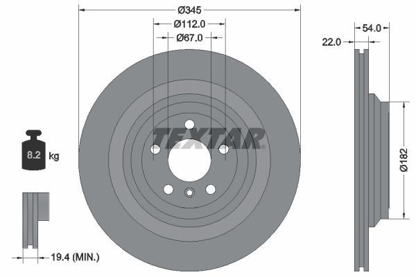 2X Textar 92284003 Rear Brake Discs 345mm Vented Fits Brabus Mercedes 35MR Gle