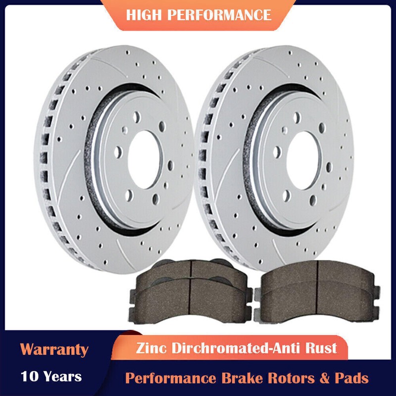 350mm Front Slotted Brake Rotors and Pads Fit Expedition F-150 Navigator Kits