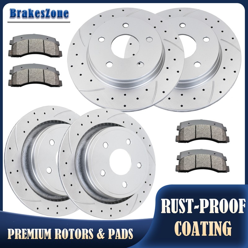 ​Front Rear Brake Rotors Pad for Dodge Ram 1500 2006-2023 Slotted Drilled Brakes