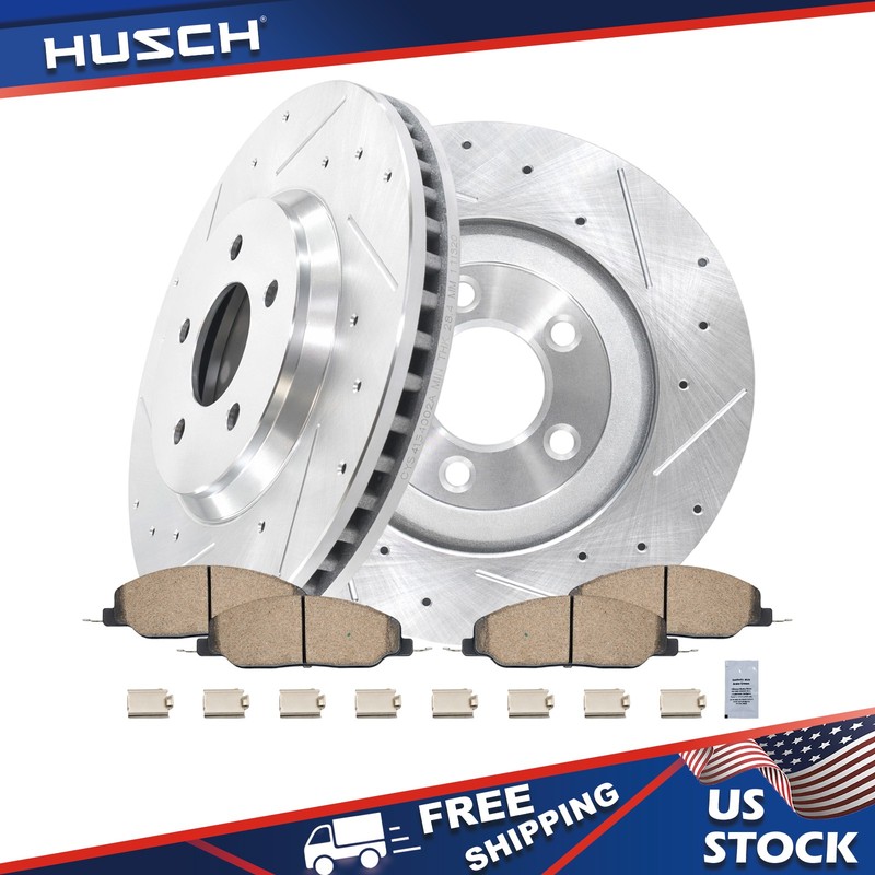 Front Drilled Rotors Brake Pads for 2005 2006 2007 2008 2009 2010 Ford Mustang
