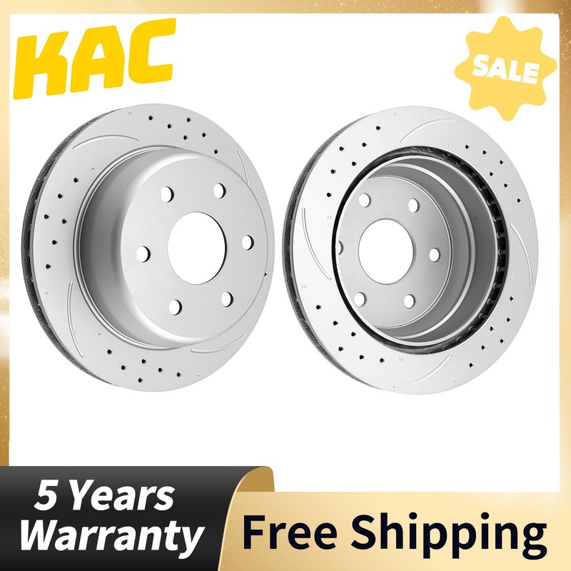 13″ Rear Drilled Slotted Vented Brake Rotors Set for 2000-2001 GMC Yukon XL 1500