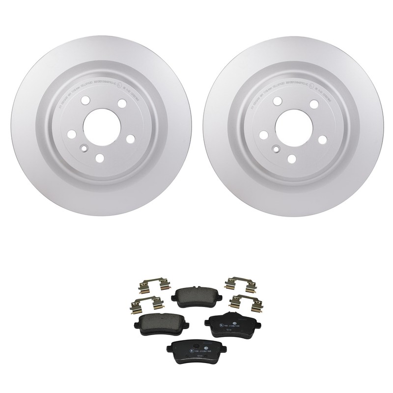 Hella Rear Vented Rotors & Low-Met Brake Pad Kit For X166 GL350 GLS450 GLS550