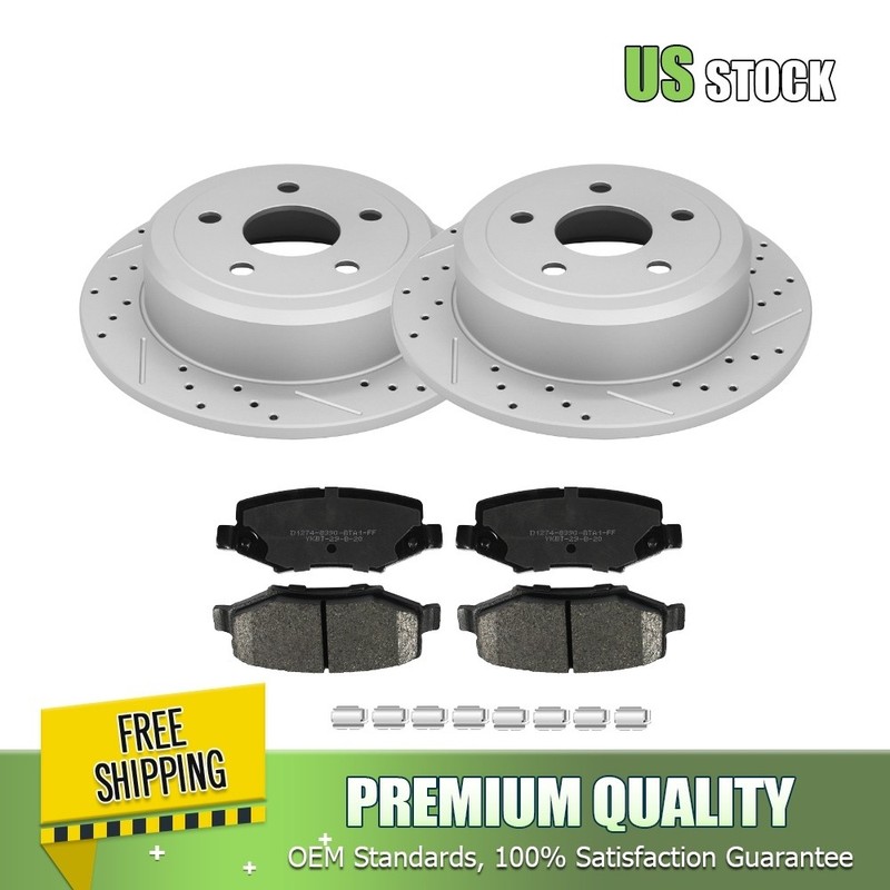 Rear Disc Brake Rotors Ceramic Brake Pads Kit for 2007 – 2017 Jeep Wrangler JK