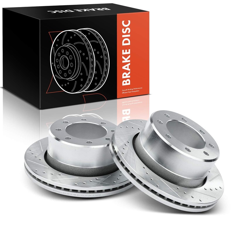 2pcs Rear Drilled Brake Rotors for Dodge Ram 2500 2009-2010 Ram 1500/2500 358mm