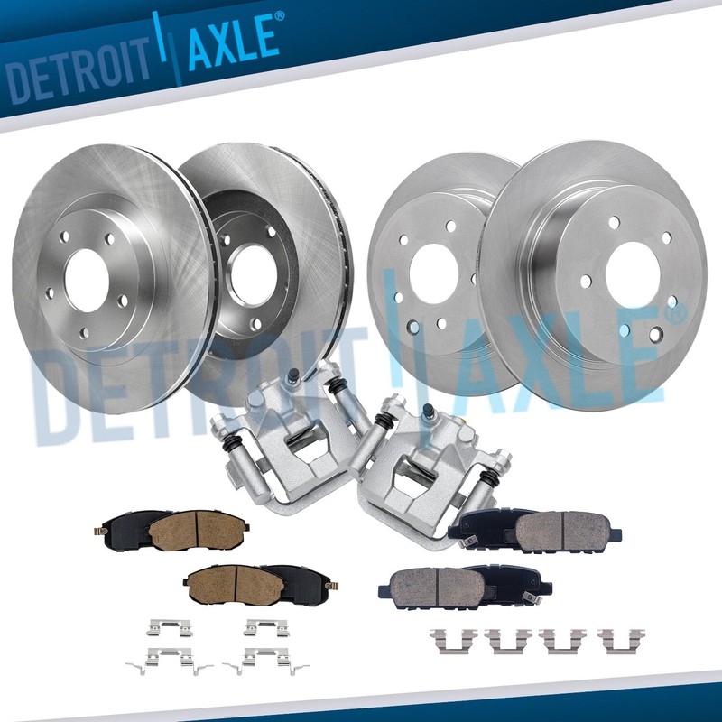 Front & Rear Disc Rotors Brake Pads + Rear Calipers for 2002-2006 Nissan Altima