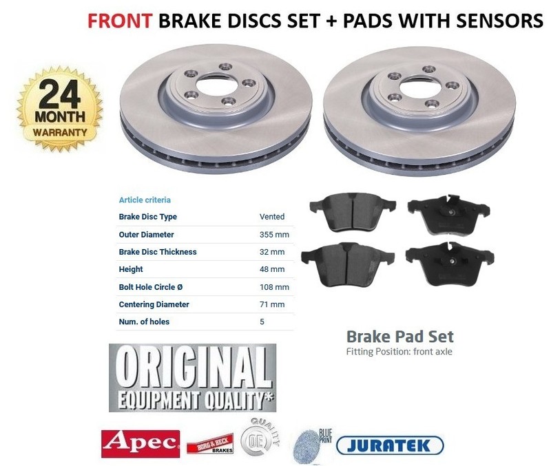 FRONT + REAR BRAKE DISCS and PADS SET for JAGUAR XF 3.0D 2009-2015 gallery