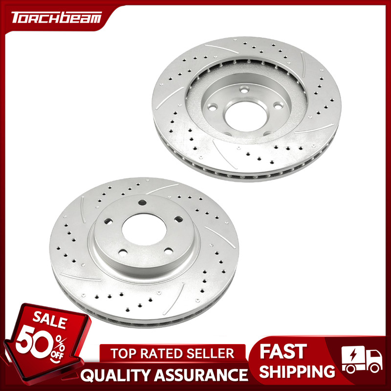 Set of 2 Front Drilled & Slotted Brake Rotors For 2002-2003 Nissan Maxima 31306