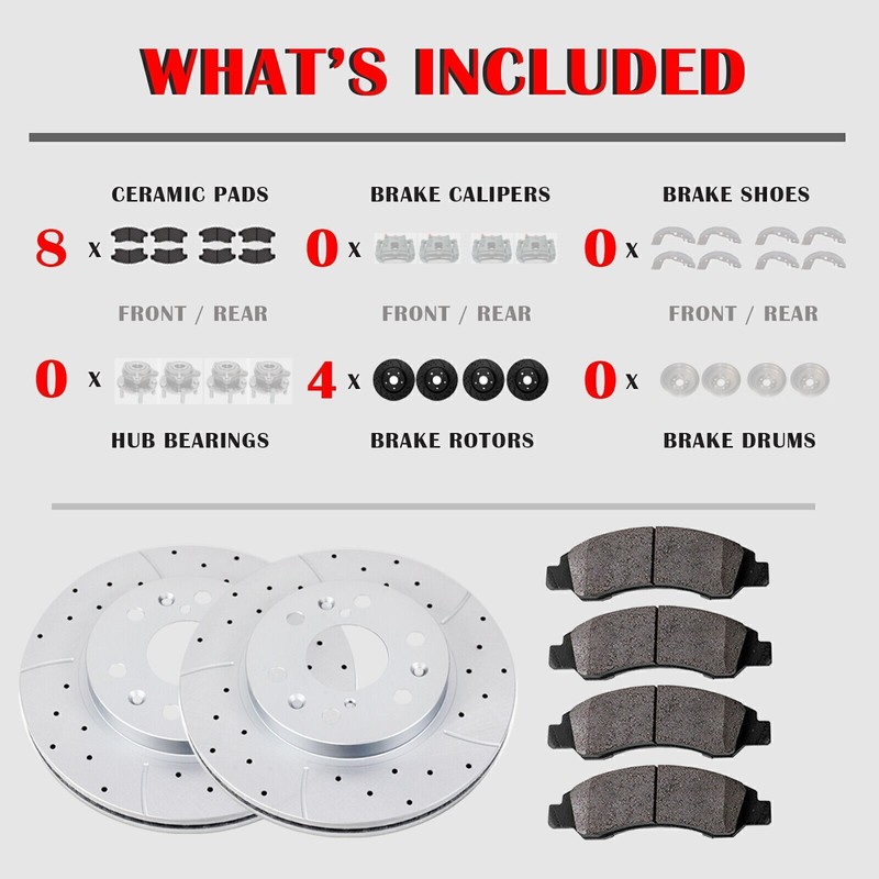 Front Rear Brake Rotors Brake Pads Kits Fit for 2006-10 Chevy Impala Monte Carlo gallery