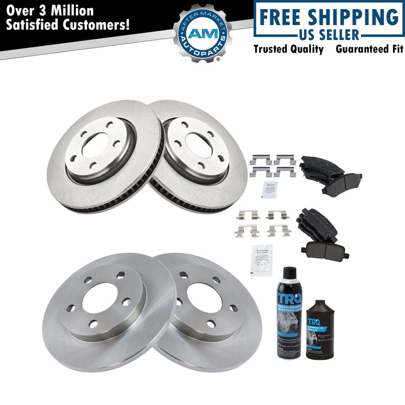 Front & Rear Metallic Brake Pad & Rotor Kit w/Chemicals for Buick Pontiac