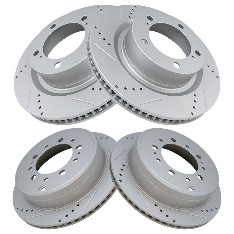 TRQ Front & Rear Disc Brake Rotor Drilled & Slotted G-Coated for Toyota gallery