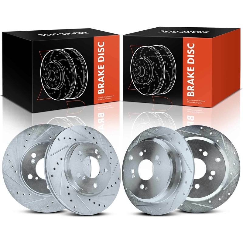 Front and Rear Drilled Rotors for Honda Odyssey 2005 2006 2007 2008 2009 2010