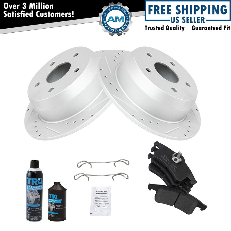 Performance Drilled Slotted Brake Rotor & Metallic Pad Rear Kit w/Chemicals