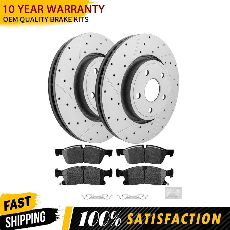 Front Disc Rotors + Ceramic Brake Pads For Durango 2011-2016 Jeep Grand Cherokee