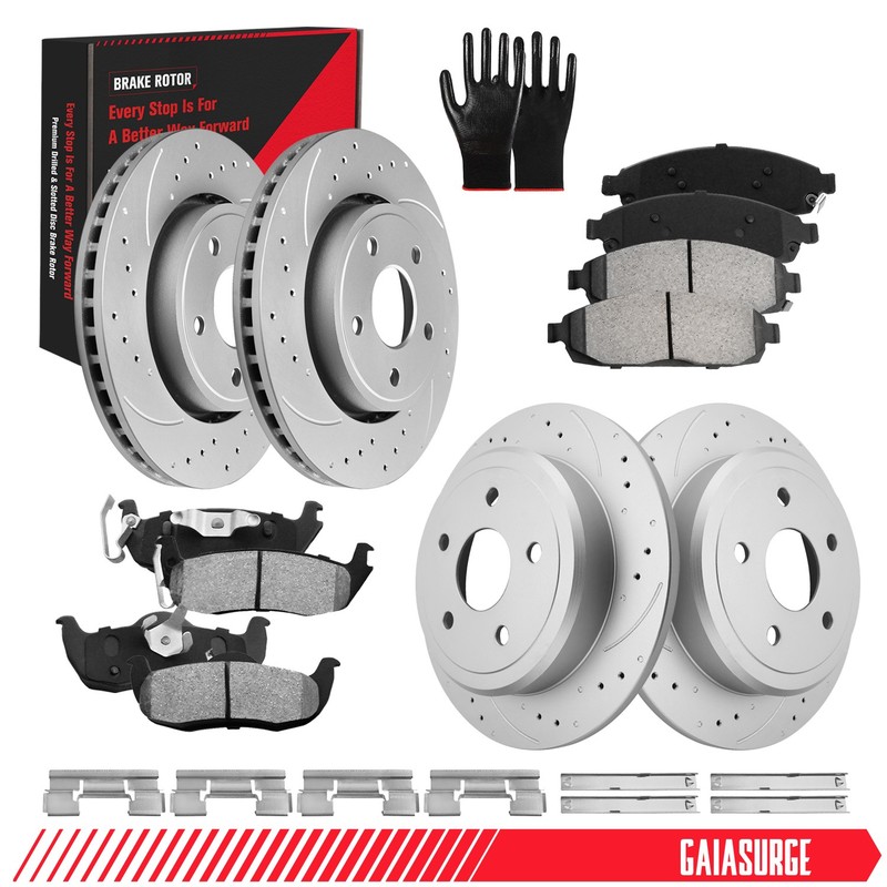 Front Rear Drilled Brake Rotors Pads for Grand Cherokee Commander 2005 2006-2010