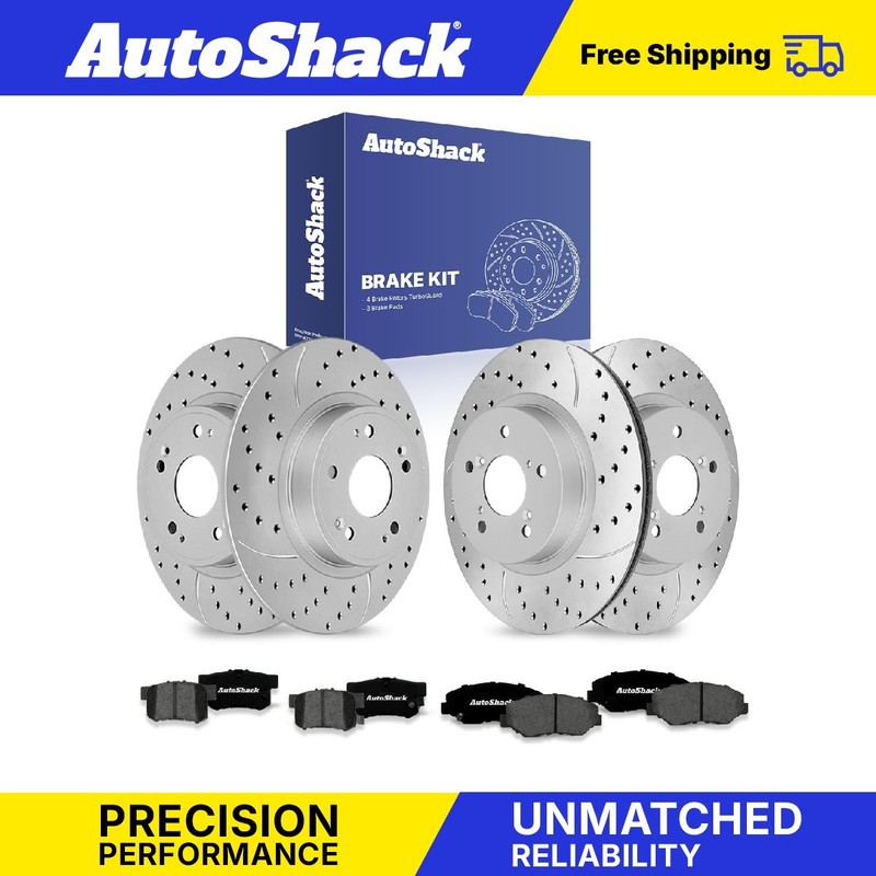 Front Rear Drilled Slotted Brake Rotors Premium Ceramic Pads for Honda, Civic 15